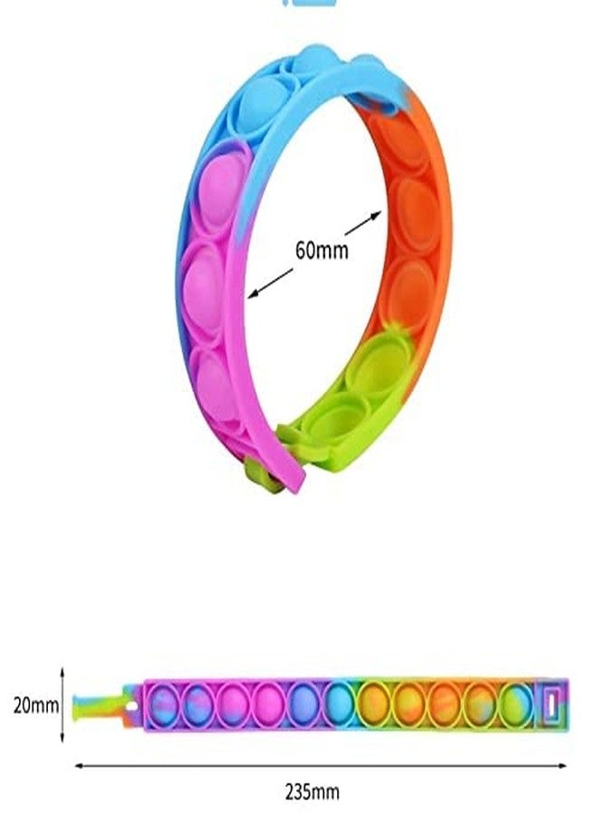 GR DESIGN® Pop it Band for Kids Children Band Hand Bracelet Multicolor Rainbow Colors Rubber Band - Set of 12 - Image 2